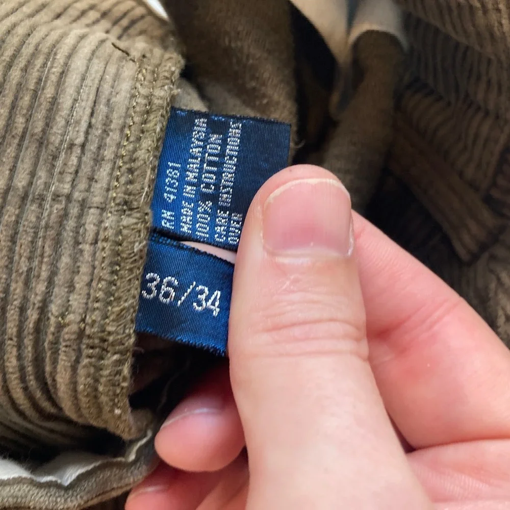 VTG Polo Ralph Lauren Andrew Pant CORDUROY Men 36x34 (Fit 33x28) Brown Preppy